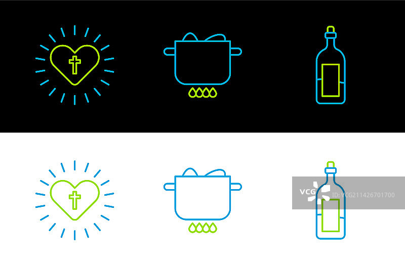葡萄酒瓶、基督教十字架与心形图片素材