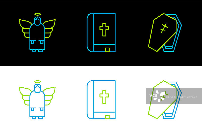 带十字架的棺材圣诞天使组合图片素材