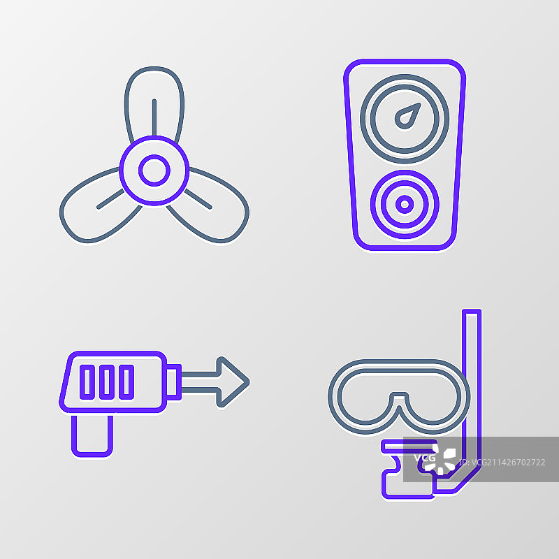 潜水面罩、呼吸管和鱼叉图标图片素材