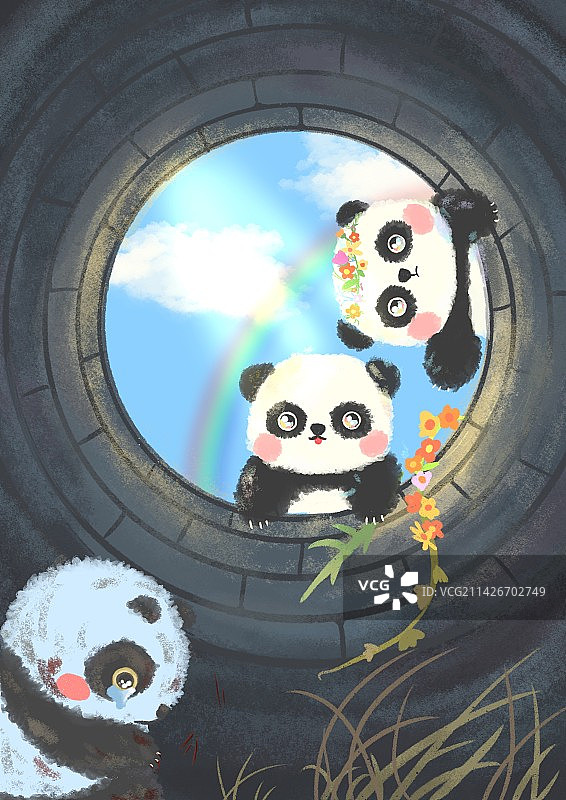 深井的熊猫图片素材