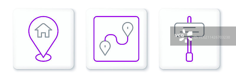 线条道路交通标志房屋位置图片素材