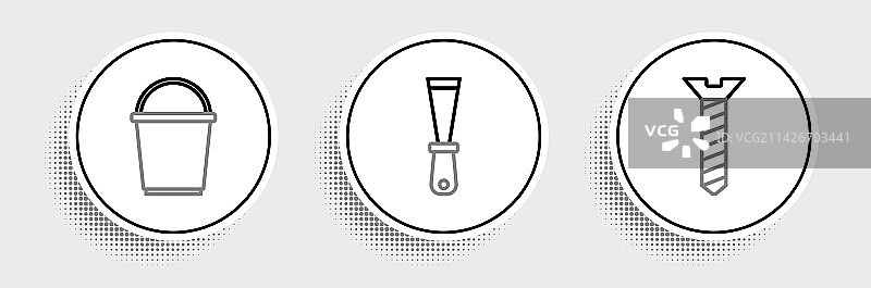 金属螺丝桶油灰刀线条组合图片素材