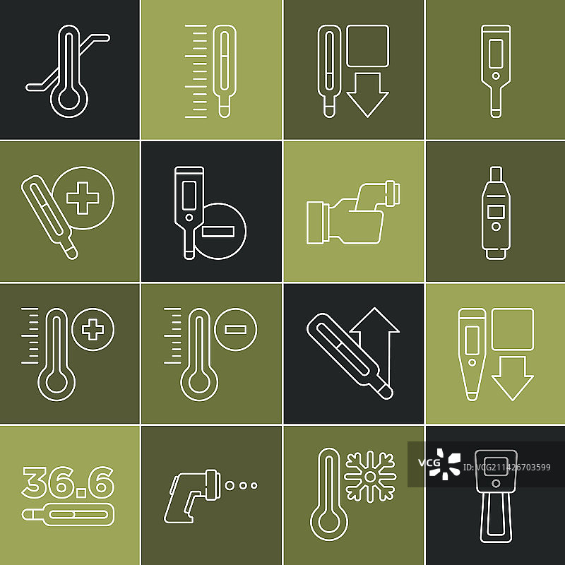 医疗气象数字温度计线性组合图片素材