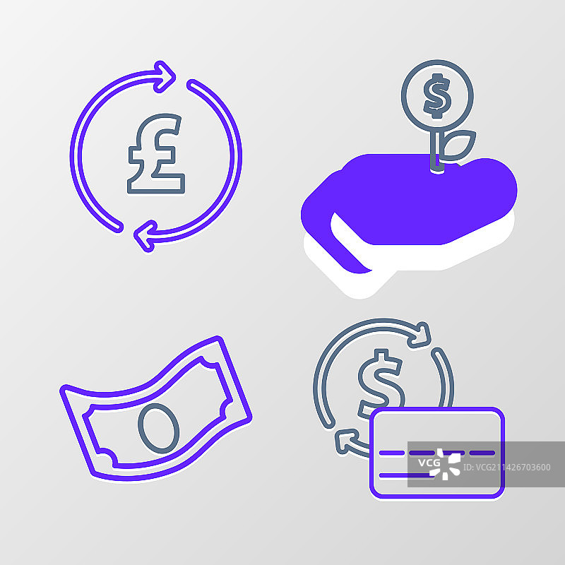 信用卡与纸币现金图片素材