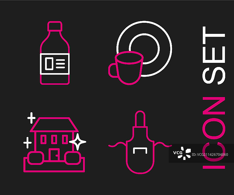 厨房围裙和家居清洁服务套装图片素材