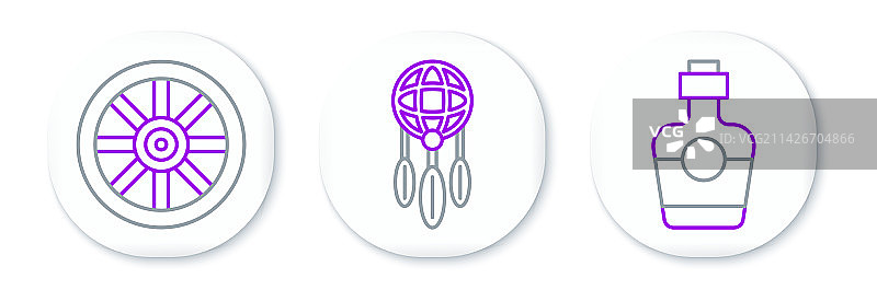 龙舌兰酒瓶与旧木轮图片素材