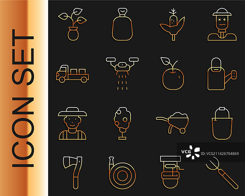 花园系列：草耙、桶、喷壶等园艺用品图片素材