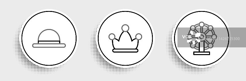 摩天轮小丑帽和弄臣线条组合图片素材