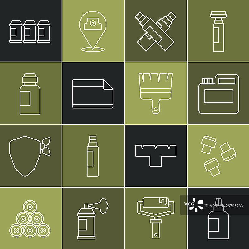 线条画笔颜料罐染料马克笔图片素材