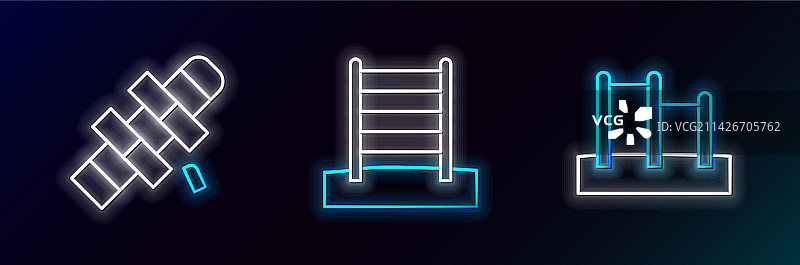 单杠跳房子瑞典式体操线条组合图片素材