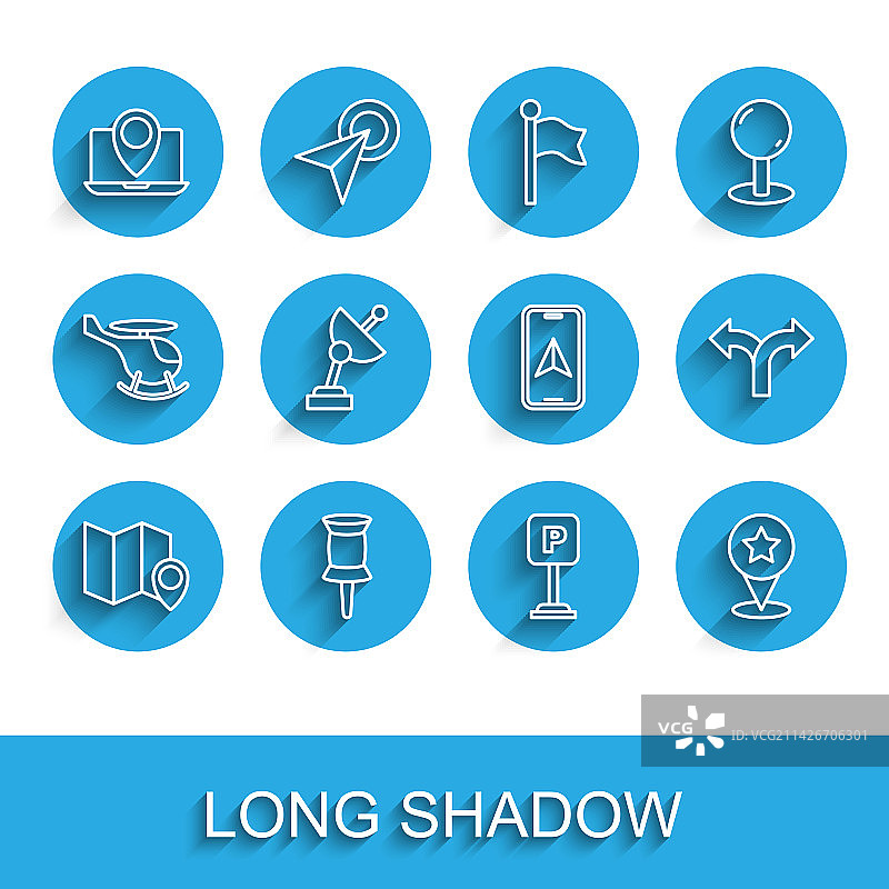 带位置标记的折叠地图图钉线条素材图片素材