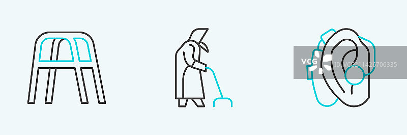 助听器，助行器和祖母图标图片素材