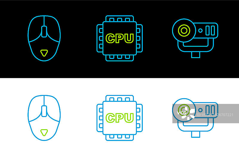 网络摄像头、鼠标和处理器图片素材