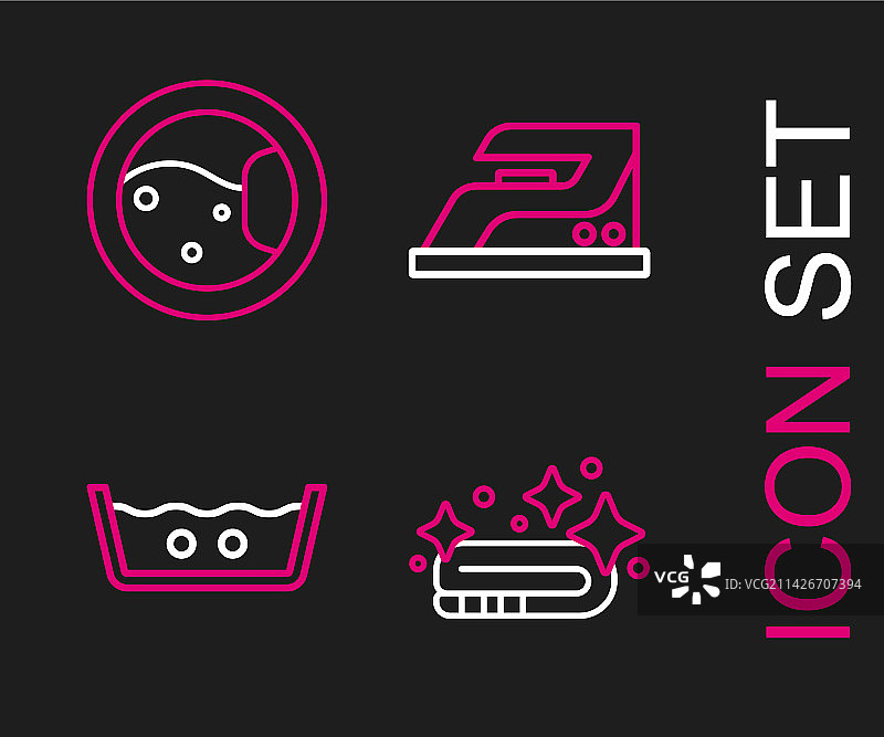 毛巾堆叠、水温和电熨斗图片素材