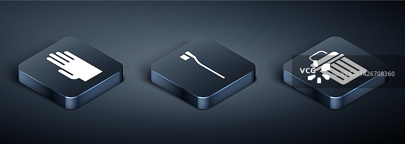 2.5D橡胶手套和垃圾桶图片素材