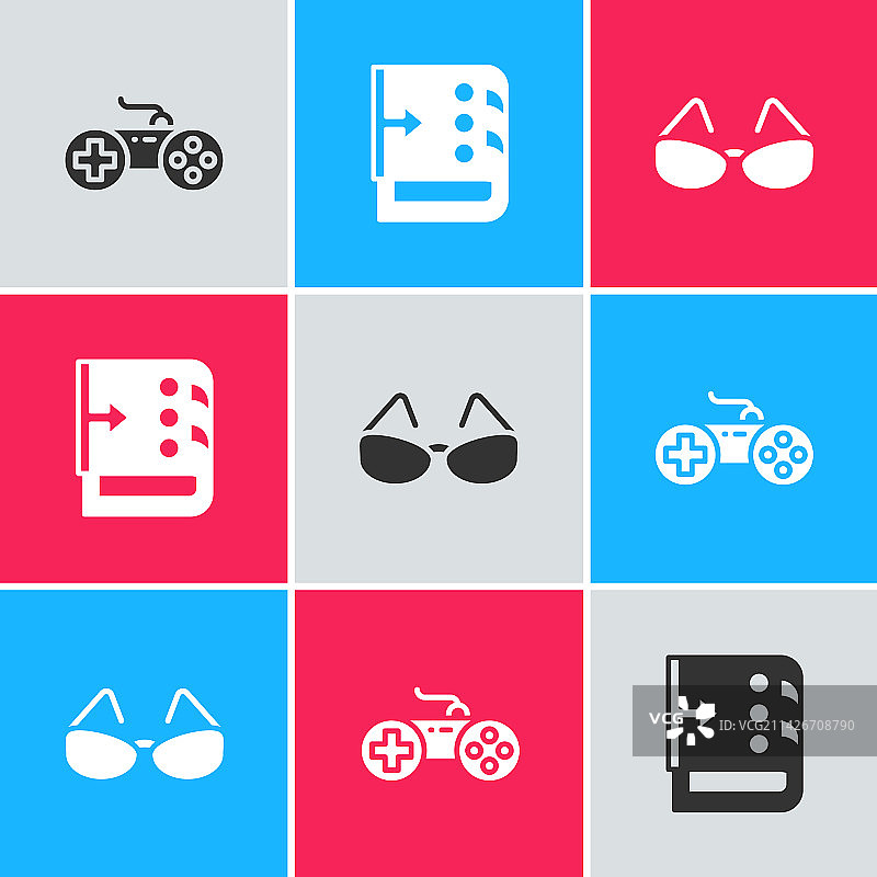 游戏手柄混音器控制器眼镜套装图片素材