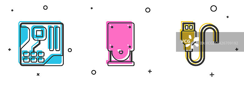 主板、数字芯片、光盘驱动器套装图片素材