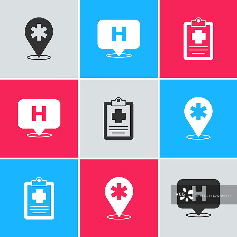 定位医院和病人记录图标图片素材