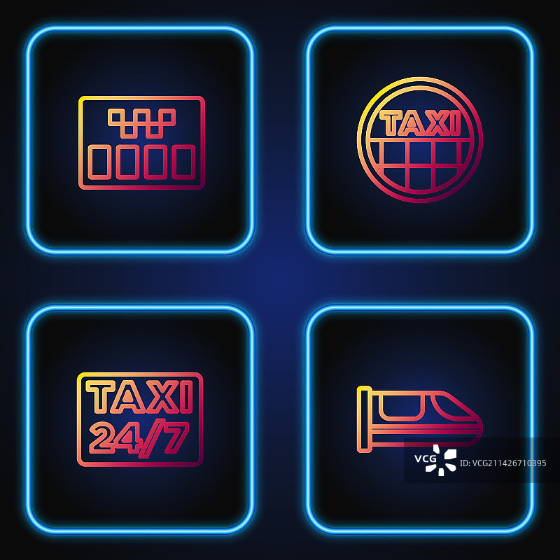 线条组合：高速列车定位与出租车图片素材