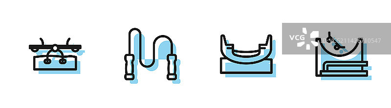 线条集合：船、秋千、跷跷板、跳绳和滑板图片素材