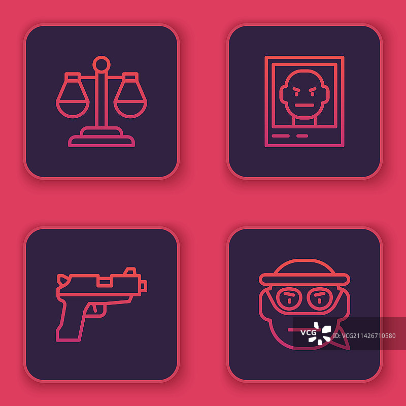 线描正义天平与枪支图片素材