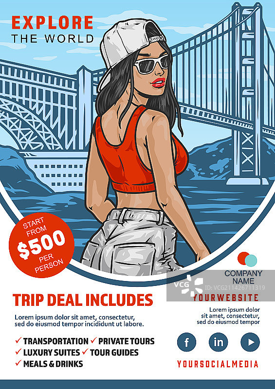 旅游业彩色宣传单图片素材