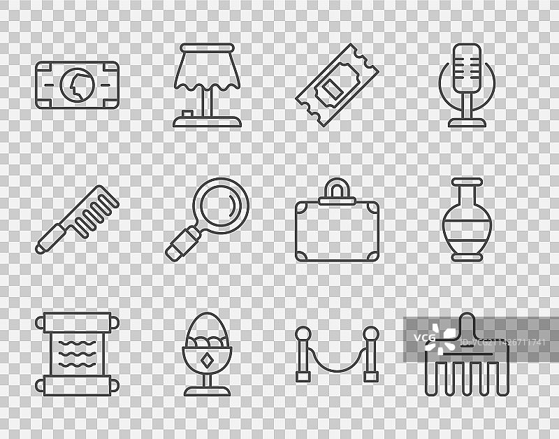 纸莎草卷轴发刷电影票线条图标图片素材