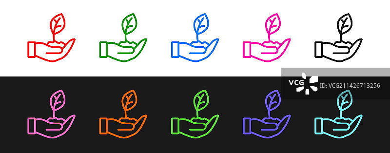 手持植物的环境保护线条图片素材