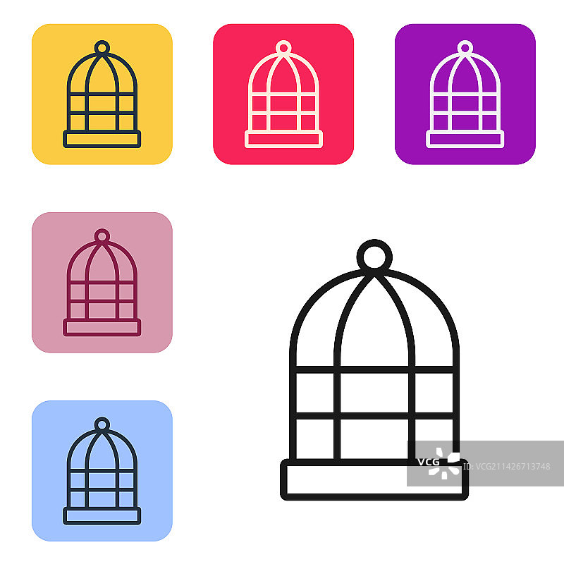 白色背景上的黑色线条鸟笼图标图片素材