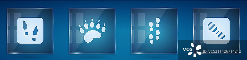 人类足迹、鞋子、熊掌和正方形图片素材