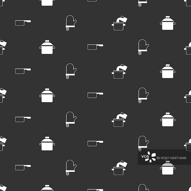 厨具套装：锅、平底锅和烤箱手套图片素材