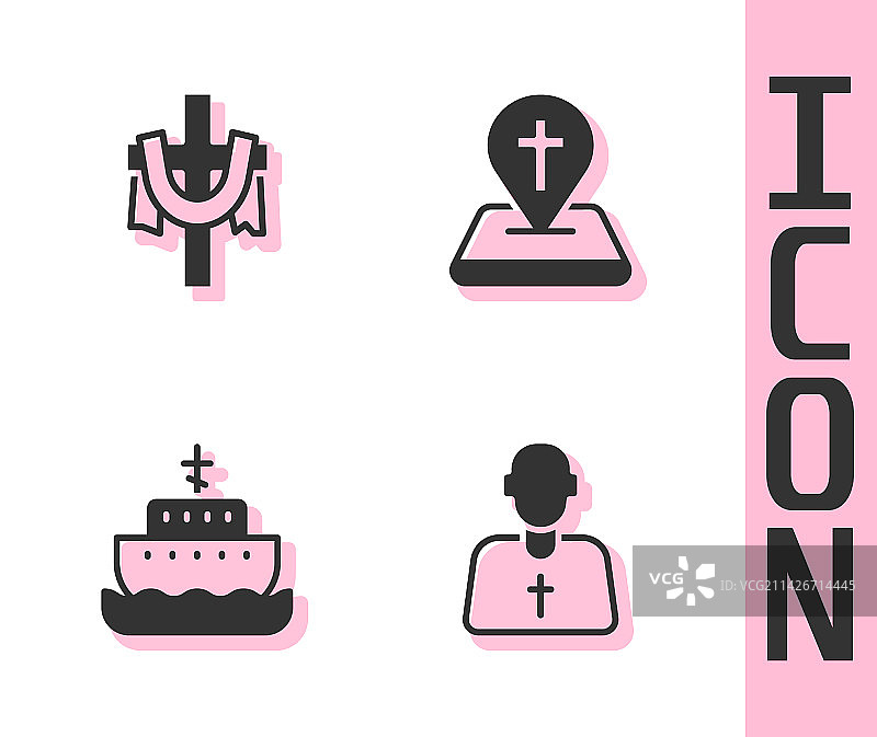 牧师、基督教十字架和诺亚方舟图片素材