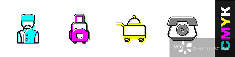 礼宾人员手提箱，上面放着一盘食物图片素材