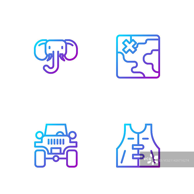 猎装夹克、越野车和大象图片素材