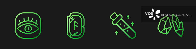 带有石匠魔法符文药水的瓶子线条组合图片素材