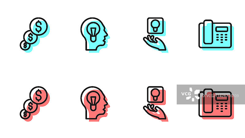 灯泡金融增长和美元线稿图片素材