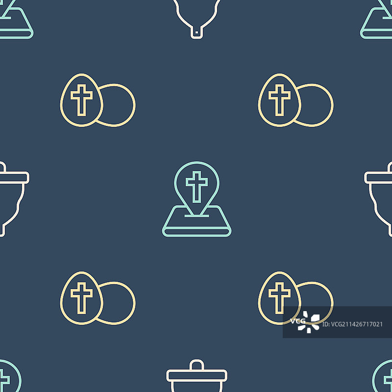 教堂钟复活节彩蛋位置线条素材图片素材