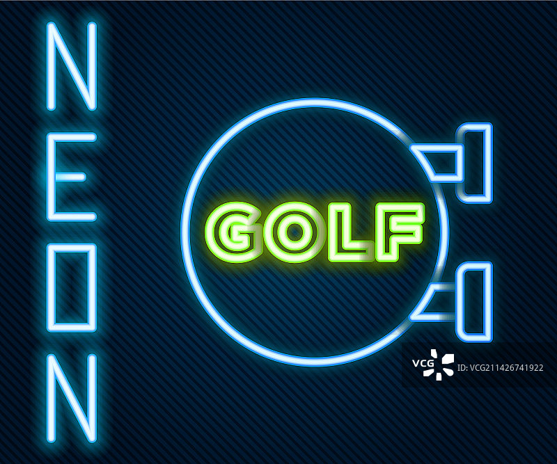 发光霓虹线条高尔夫球杆图标图片素材