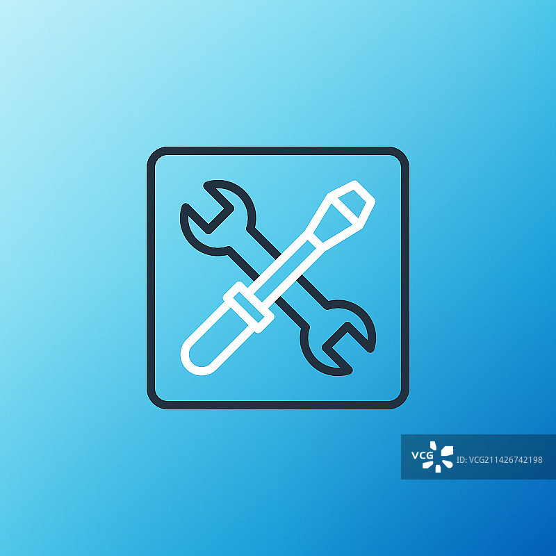 蓝色背景上的3D打印机设置图标图片素材