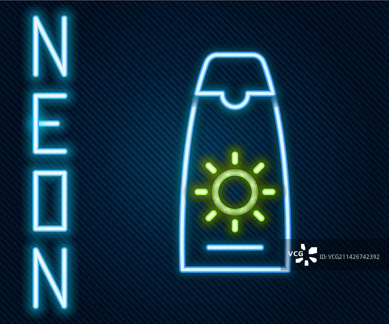 发光霓虹灯管状防晒霜图标图片素材