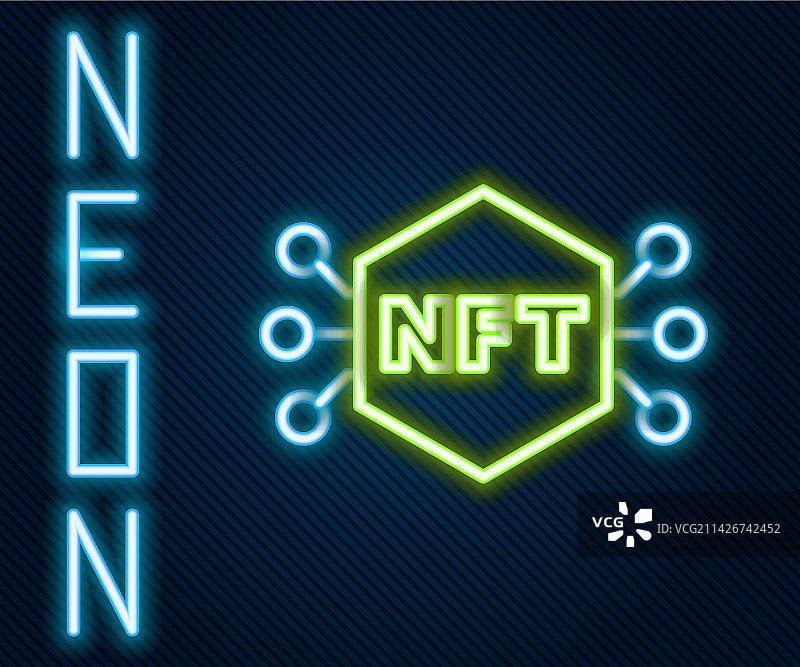 发光霓虹灯NFT数字加密艺术图标图片素材