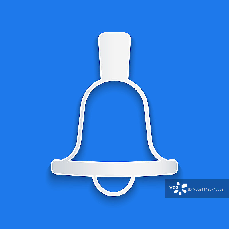 蓝色背景剪纸风拳击铃铛图标图片素材