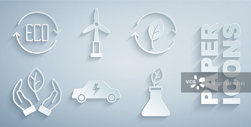 电动汽车回收标志与树叶组合图片素材