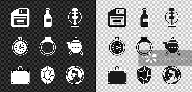 软盘葡萄酒瓶麦克风图片素材