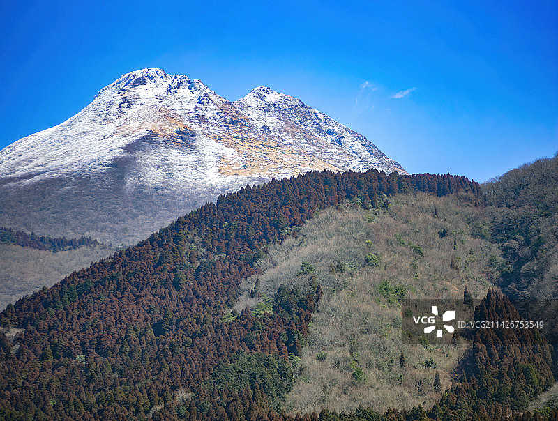 大型火山山脉气势雄伟大雪山极地气候高寒山区终年积雪不化古冰川遗址地貌拍摄于日本九州大分县汤布院小镇图片素材