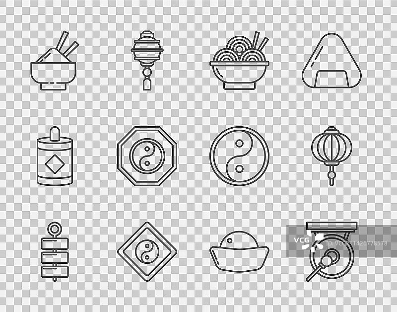 烟花、锣和亚洲面条图片素材