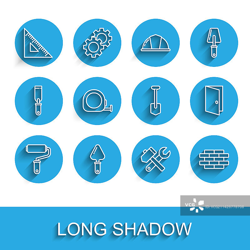 油漆滚筒刷、泥刀等线条素材图片素材