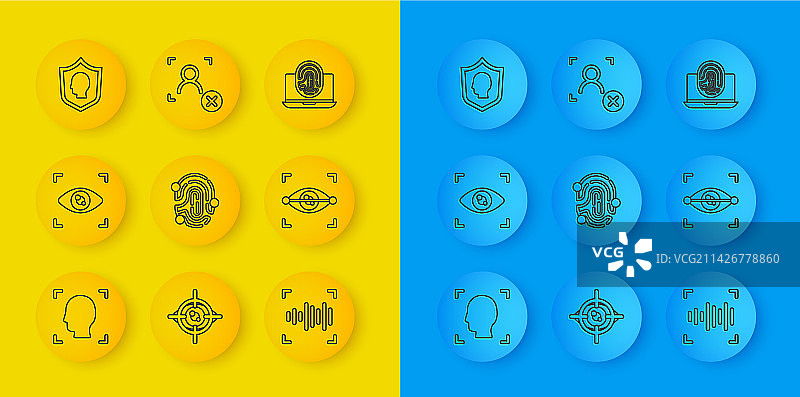 线条人脸识别眼球扫描指纹图片素材