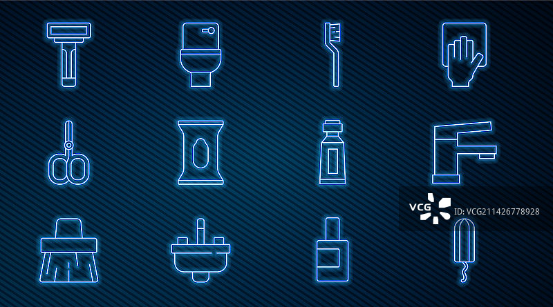 卫生棉条水龙头牙刷套装图片素材