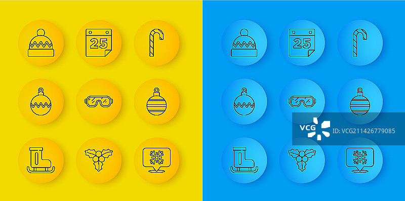 溜冰鞋圣诞球滑雪线条图片素材